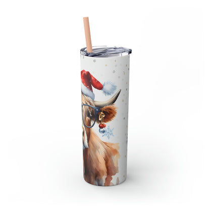 Christmas Cow  Skinny Tumbler with Straw, 20oz