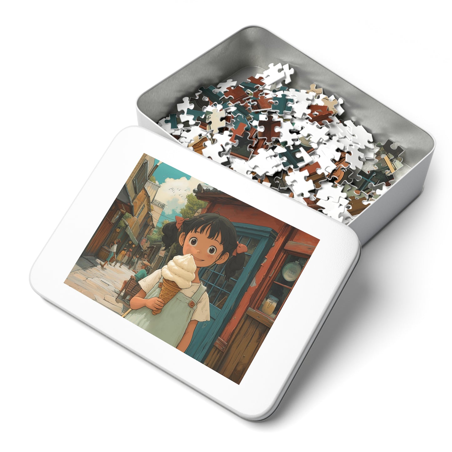 Young Anime Girl with an Ice Cream Cone  Jigsaw Puzzle (30, 110, 252, 500,1000-Piece)