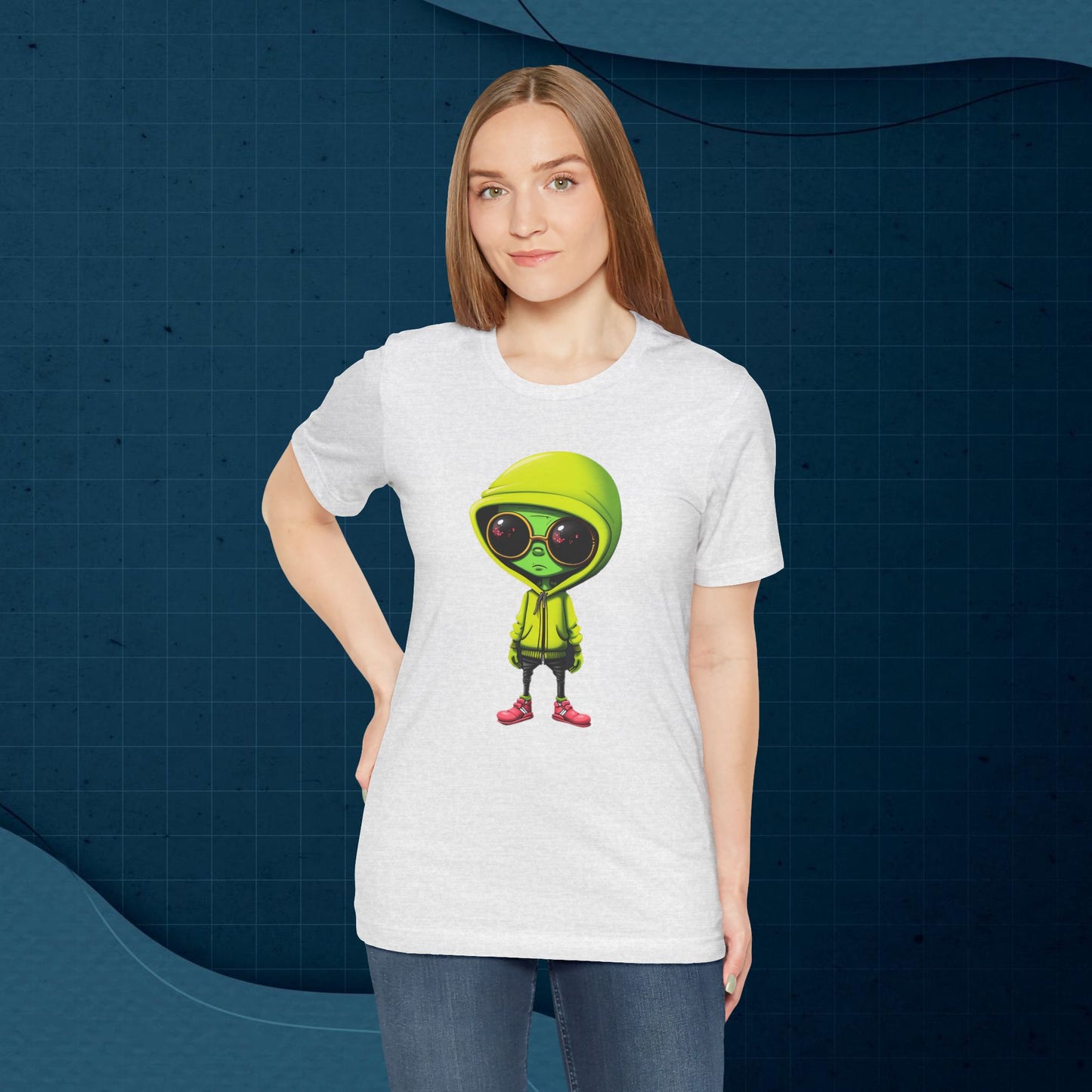 Hip Hop Alien with Grandma's Crew Personalized on Back   Unisex Jersey Short Sleeve Tee