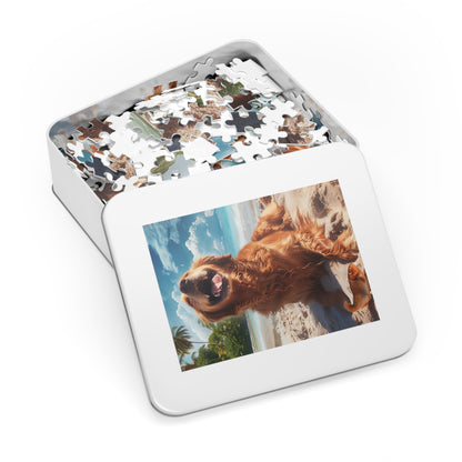 Happy Golden Retriever at the Beach  Jigsaw Puzzle (30, 110, 252, 500,1000-Piece)