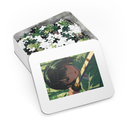 Green Eyed Japanese Anime Warrior  Jigsaw Puzzle (30, 110, 252, 500,1000-Piece)