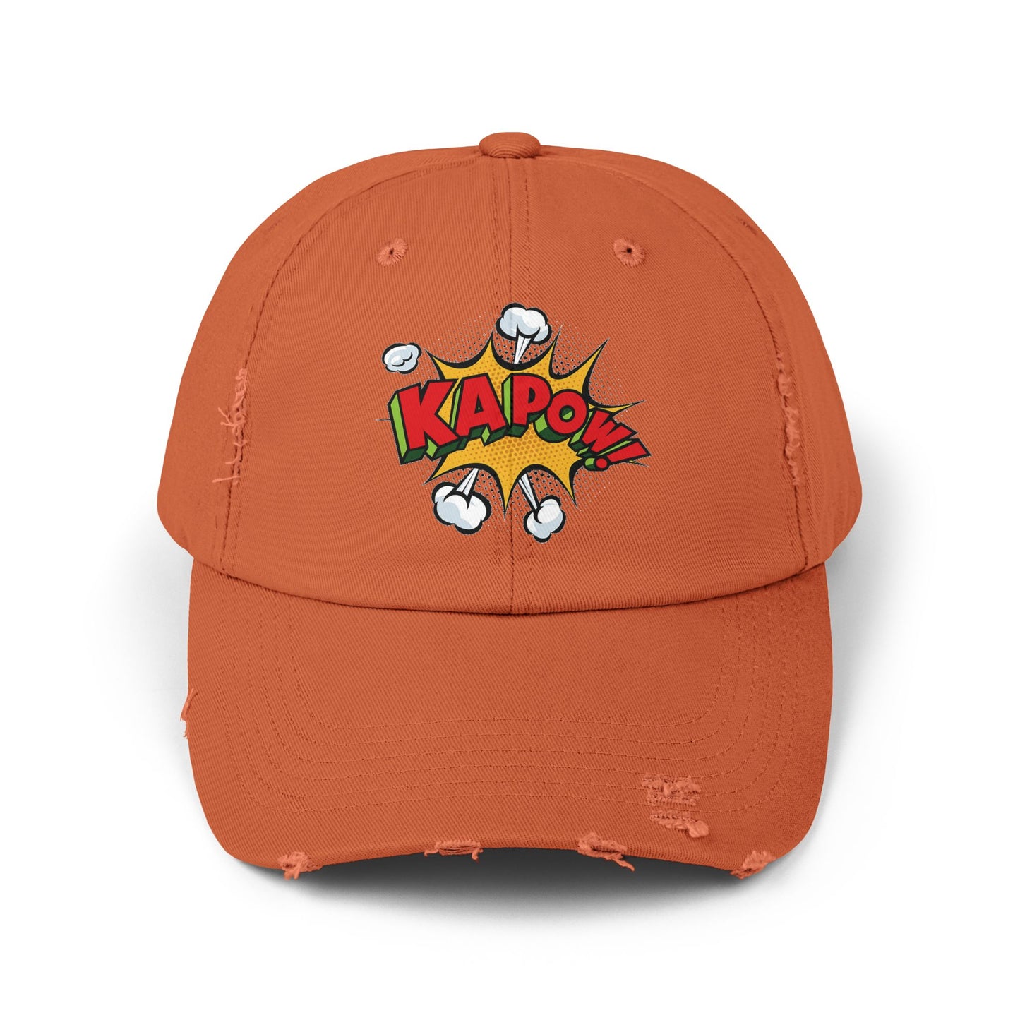 Unisex Distressed Cap - Comic Style 'KAPOW!' Graphic Hat for Bold Adventure Lovers