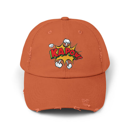 Unisex Distressed Cap - Comic Style 'KAPOW!' Graphic Hat for Bold Adventure Lovers