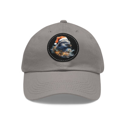 Malloy's Christmas Dolphin  Dad Hat with Leather Patch