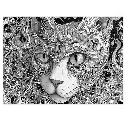 Black and White Cat Sketch Jigsaw Puzzle (30, 110, 252, 500,1000-Piece)