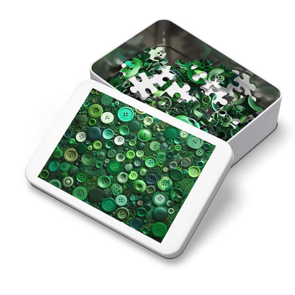 Green Buttons Laying in the Grass Jigsaw Puzzle (30, 110, 252, 500,1000-Piece)