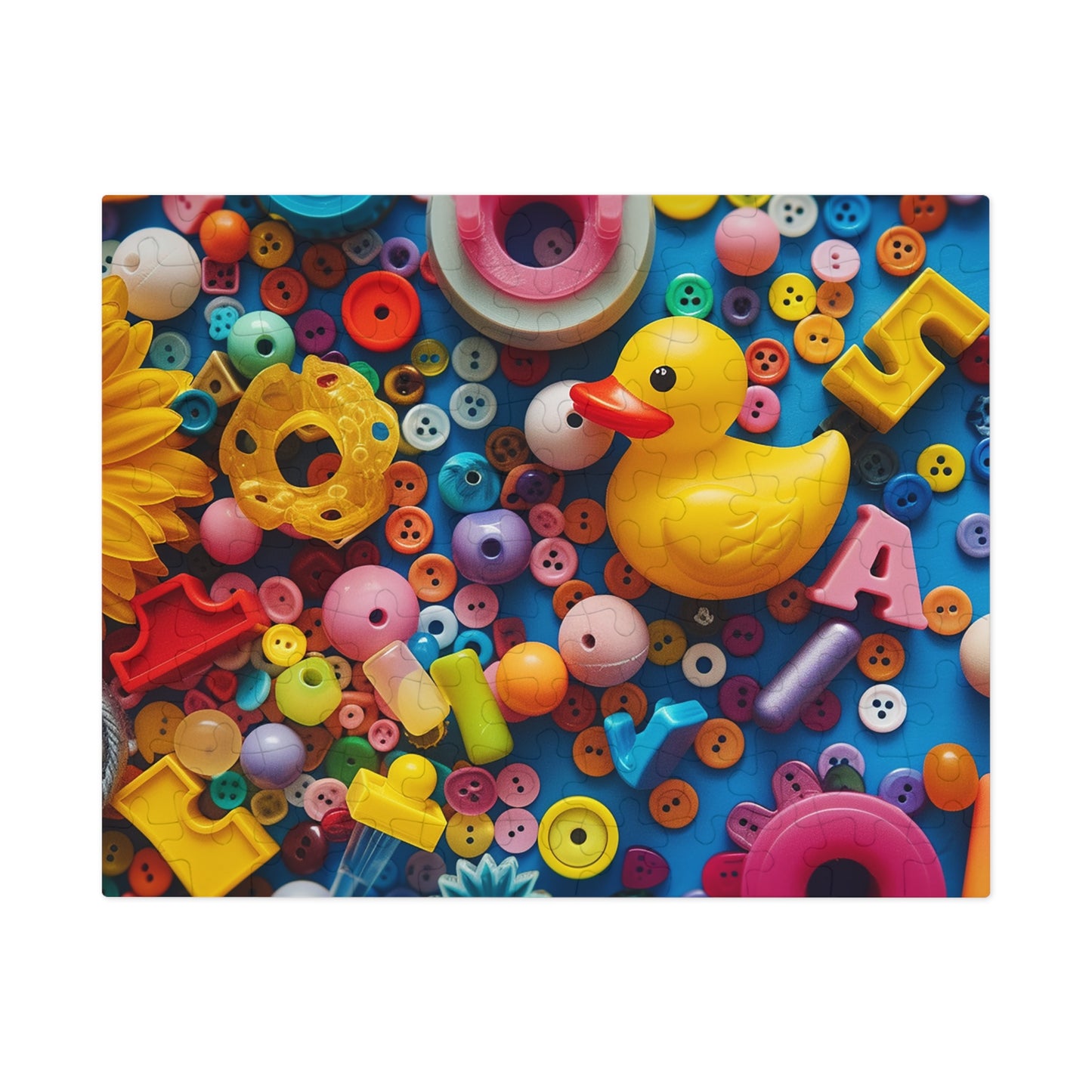 Buttons and Rubber Duckie Jigsaw Puzzle (30, 110, 252, 500,1000-Piece)