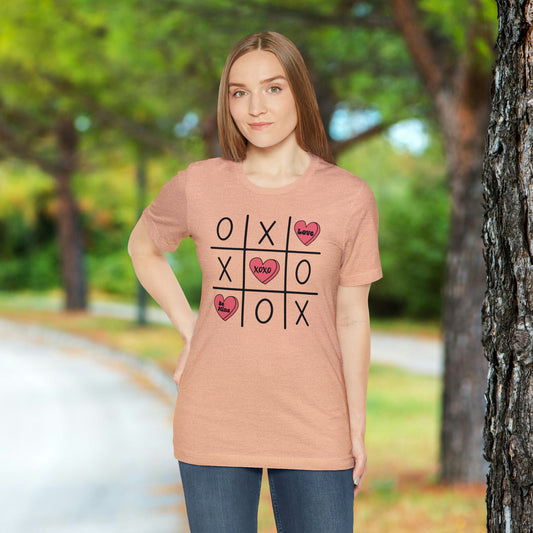 Valentine Tic Tac Toe  Unisex Jersey Short Sleeve Tee