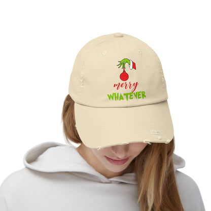 Merry Whatever Distressed Cap - Unisex Holiday Hat