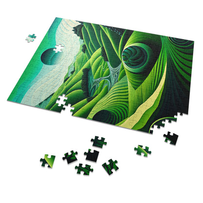 Abstract Green Rolling Fields Jigsaw Puzzle (30, 110, 252, 500,1000-Piece)