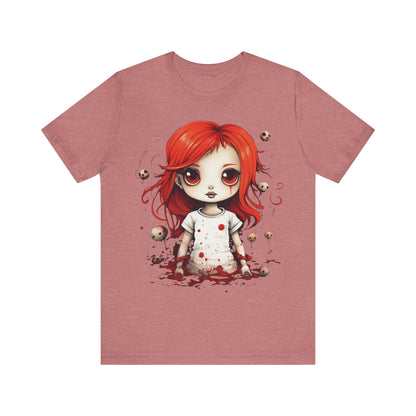 Pretty Creepy Doll Halloween Unisex Jersey Short Sleeve Tee