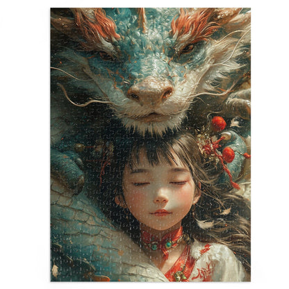 Anime A Girl and her Dragon  Jigsaw Puzzle (30, 110, 252, 500,1000-Piece)