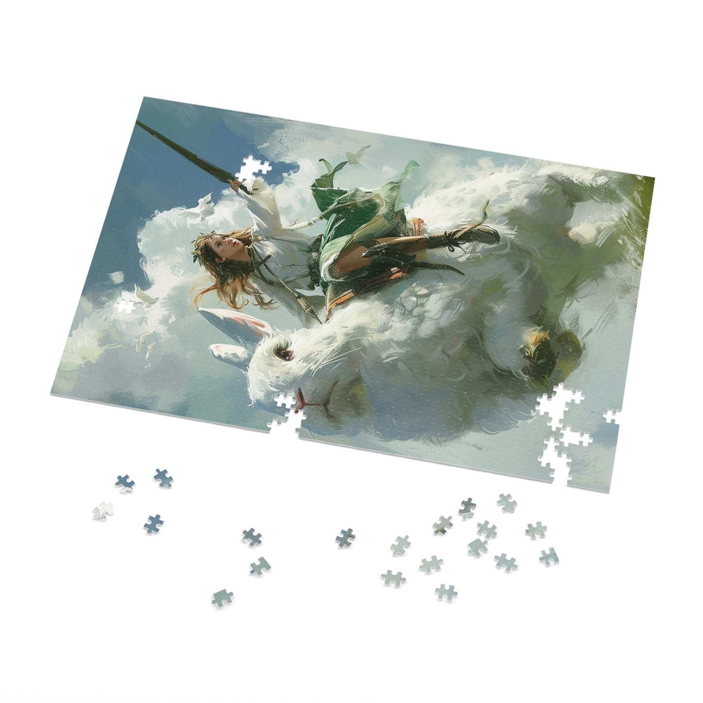 Futuristic Female Warrior Riding a Giant Rabbit Jigsaw Puzzle (30, 110, 252, 500,1000-Piece)