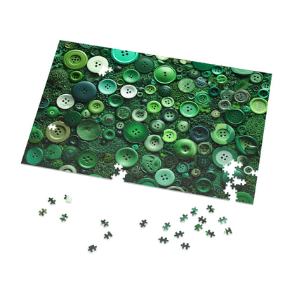 Green Buttons Laying in the Grass Jigsaw Puzzle (30, 110, 252, 500,1000-Piece)