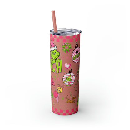 In My Grinch Mama Era  Skinny Tumbler with Straw, 20oz