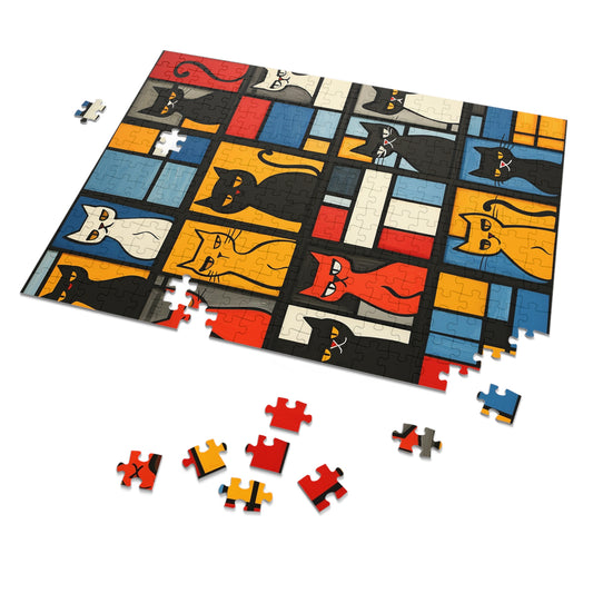 Abstract Cat Blocks Jigsaw Puzzle (30, 110, 252, 500,1000-Piece)