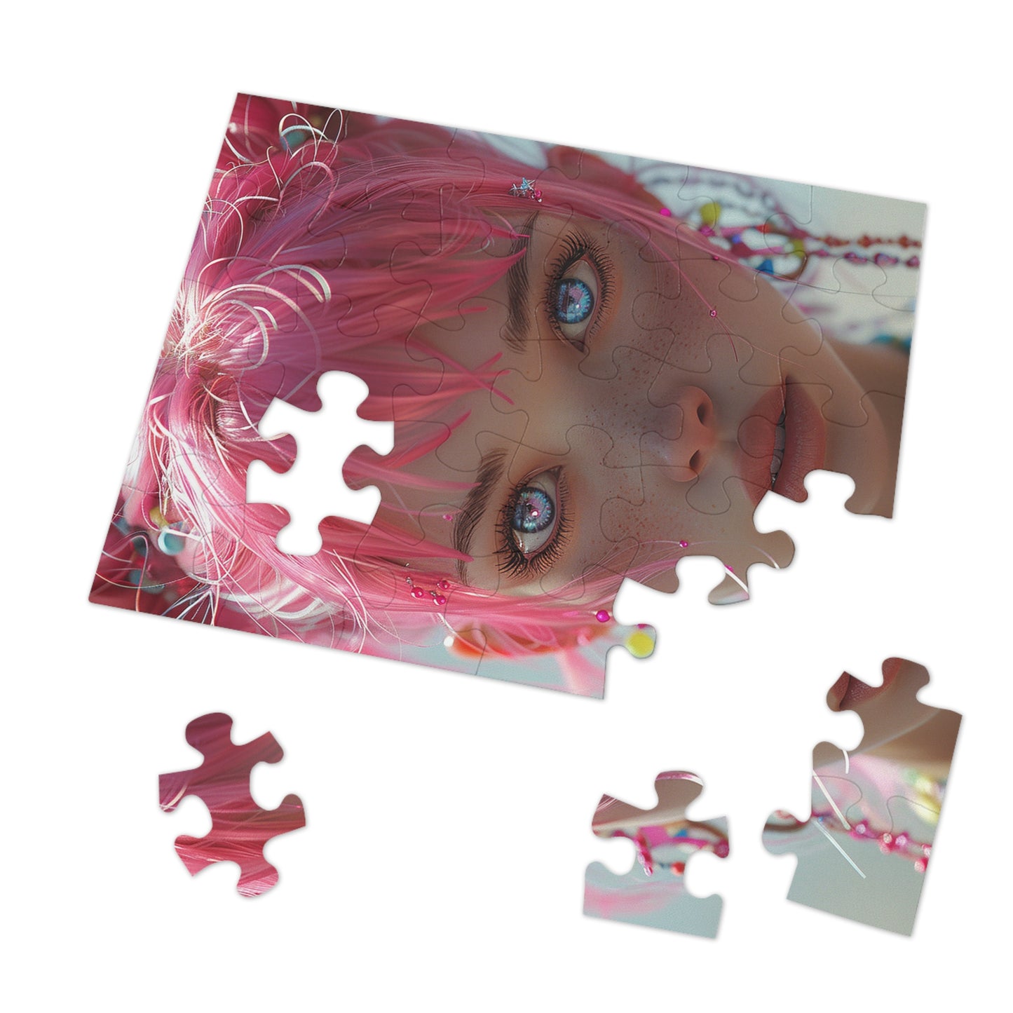 Pink Haired Anime Girl  Jigsaw Puzzle (30, 110, 252, 500,1000-Piece)