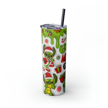 Lilo and Stitch Grinch Mode  Skinny Tumbler with Straw, 20oz