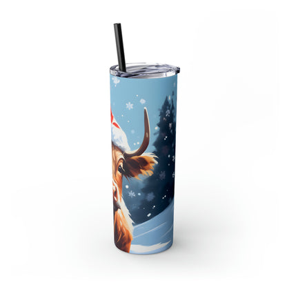 Christmas Cow  Skinny Tumbler with Straw, 20oz