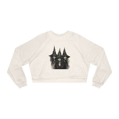 Classic Witch Picture, Halloween Top, Witch Sweatshirt, Women's Cropped Fleece Pullover