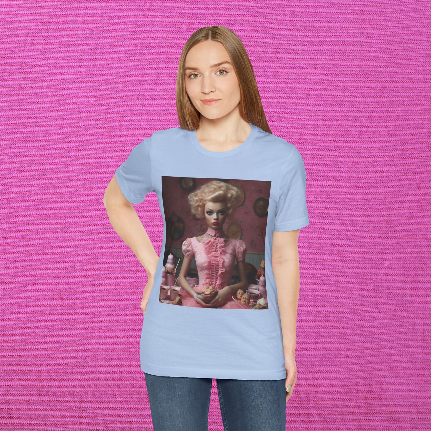 Creepy Barbie Doll Unisex Jersey Short Sleeve Tee