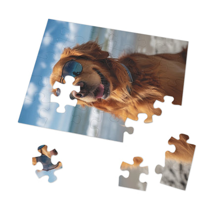 Golden Retriever Sunny at the Beach  Jigsaw Puzzle (30, 110, 252, 500,1000-Piece)