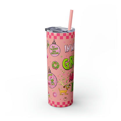 In My Grinch Mama Era  Skinny Tumbler with Straw, 20oz