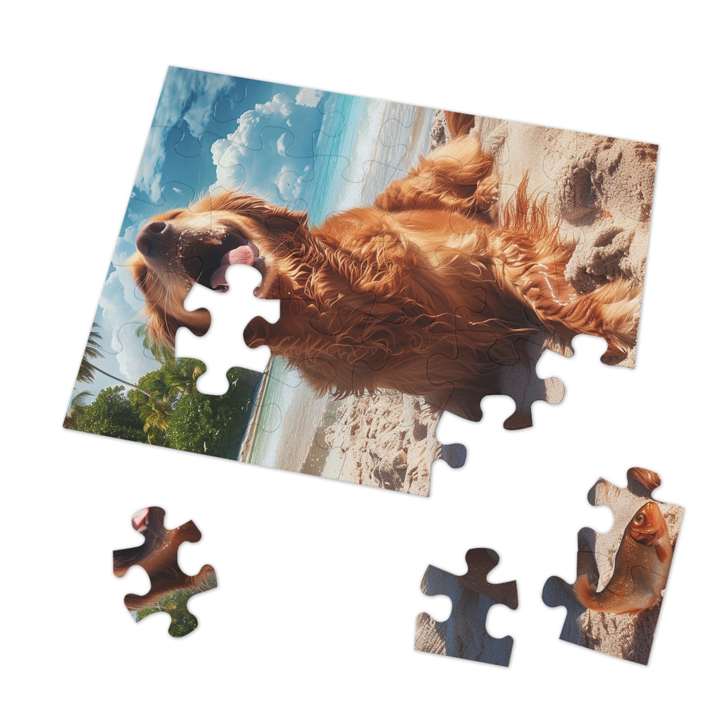 Happy Golden Retriever at the Beach  Jigsaw Puzzle (30, 110, 252, 500,1000-Piece)