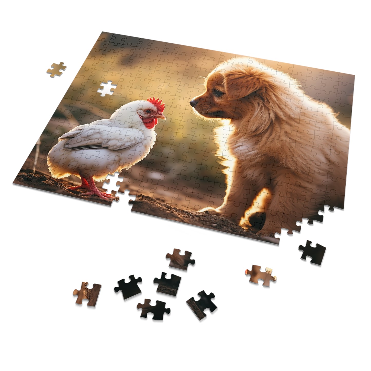 Baby Rooster and Puppy Jigsaw Puzzle (30, 110, 252, 500,1000-Piece)