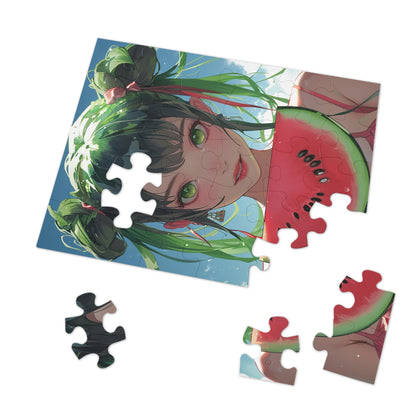 Young Anime Girl with a Watermelon  Jigsaw Puzzle (30, 110, 252, 500,1000-Piece)