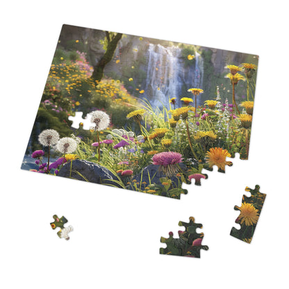 Dandelions by a Waterfall  Jigsaw Puzzle (30, 110, 252, 500,1000-Piece)