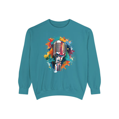 Watercolor Microphone  Unisex Garment-Dyed Sweatshirt