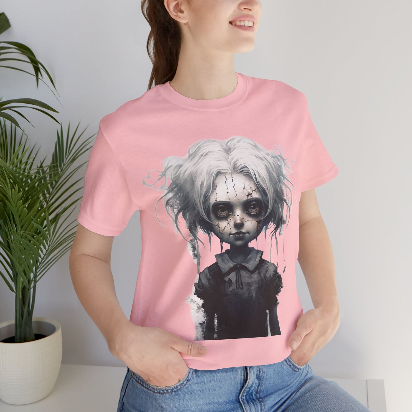 Creepy Doll Halloween Unisex Jersey Short Sleeve Tee