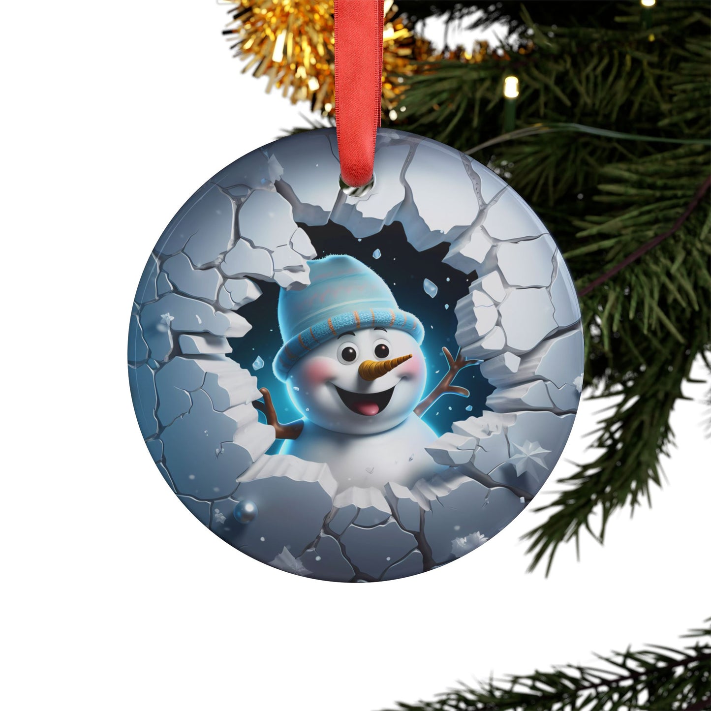 2024 Christmas Snowman Acrylic Ornament with Ribbon