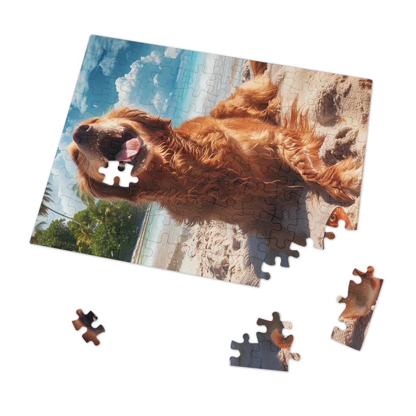 Happy Golden Retriever at the Beach  Jigsaw Puzzle (30, 110, 252, 500,1000-Piece)