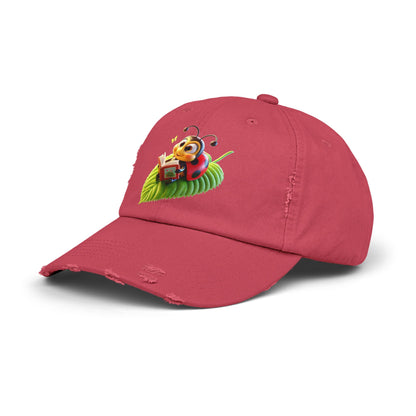 The Ladybug Reading Her Book   Distressed Cap - Unisex