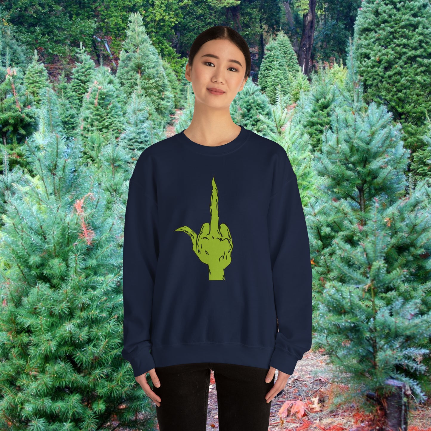 The Grinch Middle Finger!  Unisex Heavy Blend™ Crewneck Sweatshirt