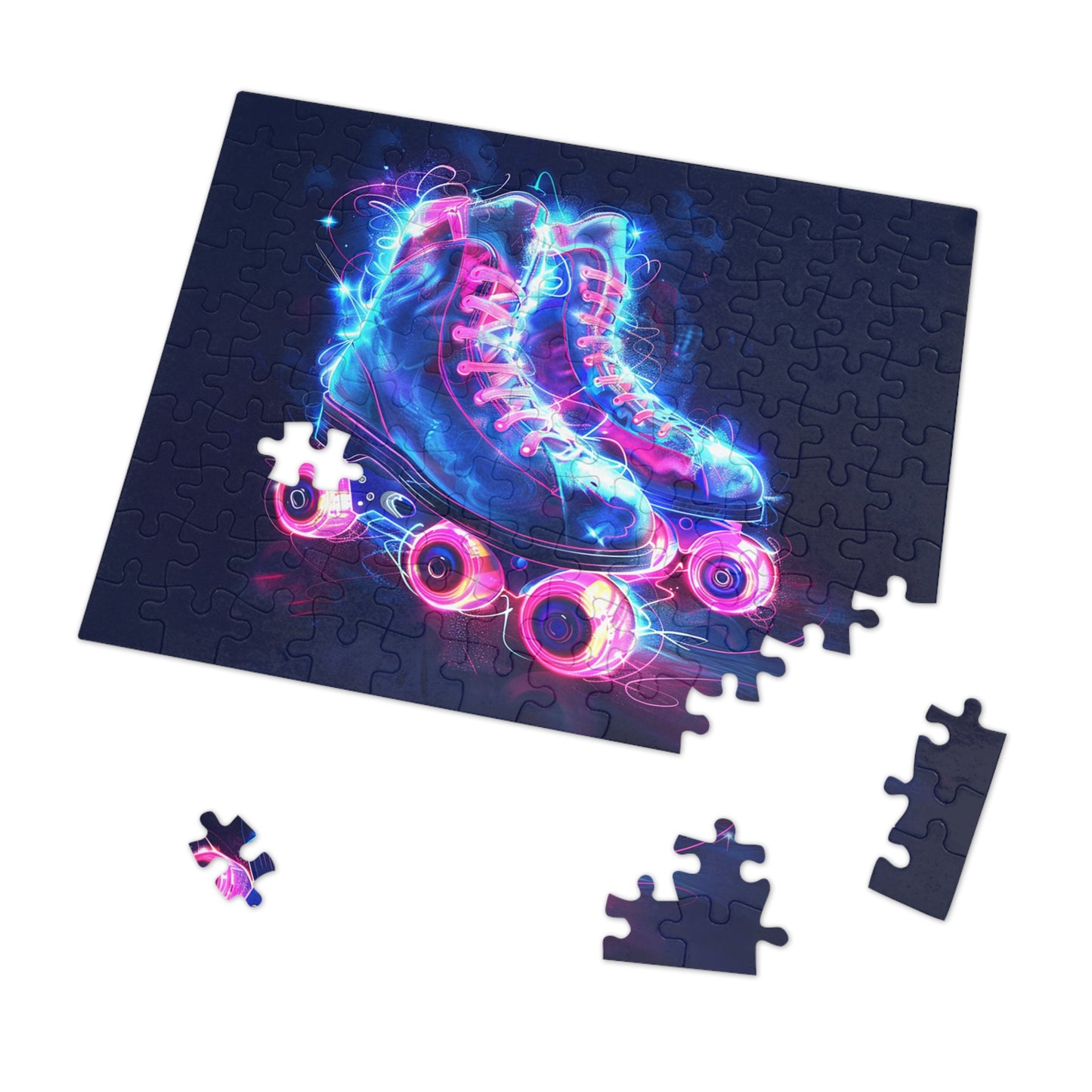 Pink and Blue Psychedelic Skates Jigsaw Puzzle (30, 110, 252, 500,1000-Piece)