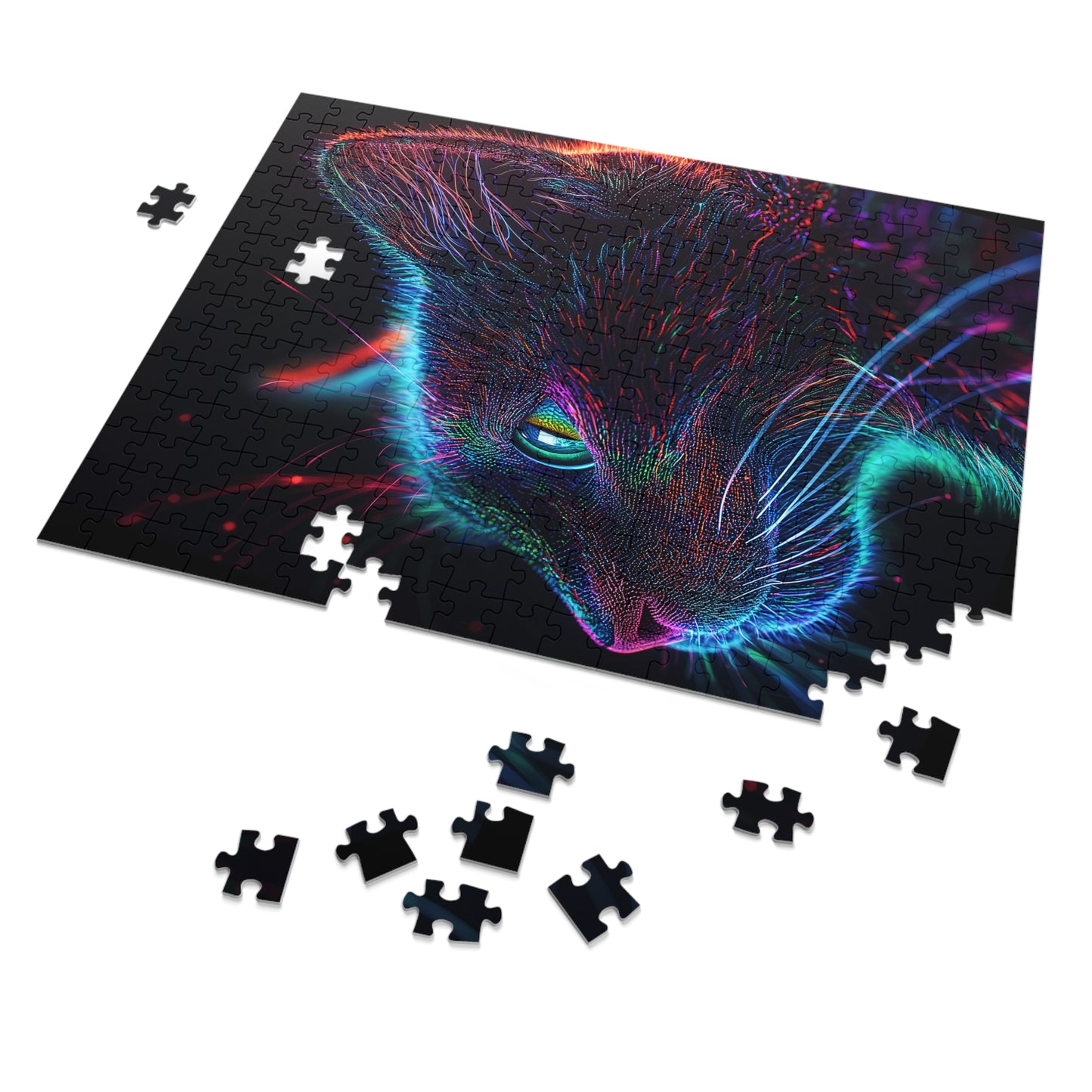 Psychedelic Cat Jigsaw Puzzle (30, 110, 252, 500-Piece)