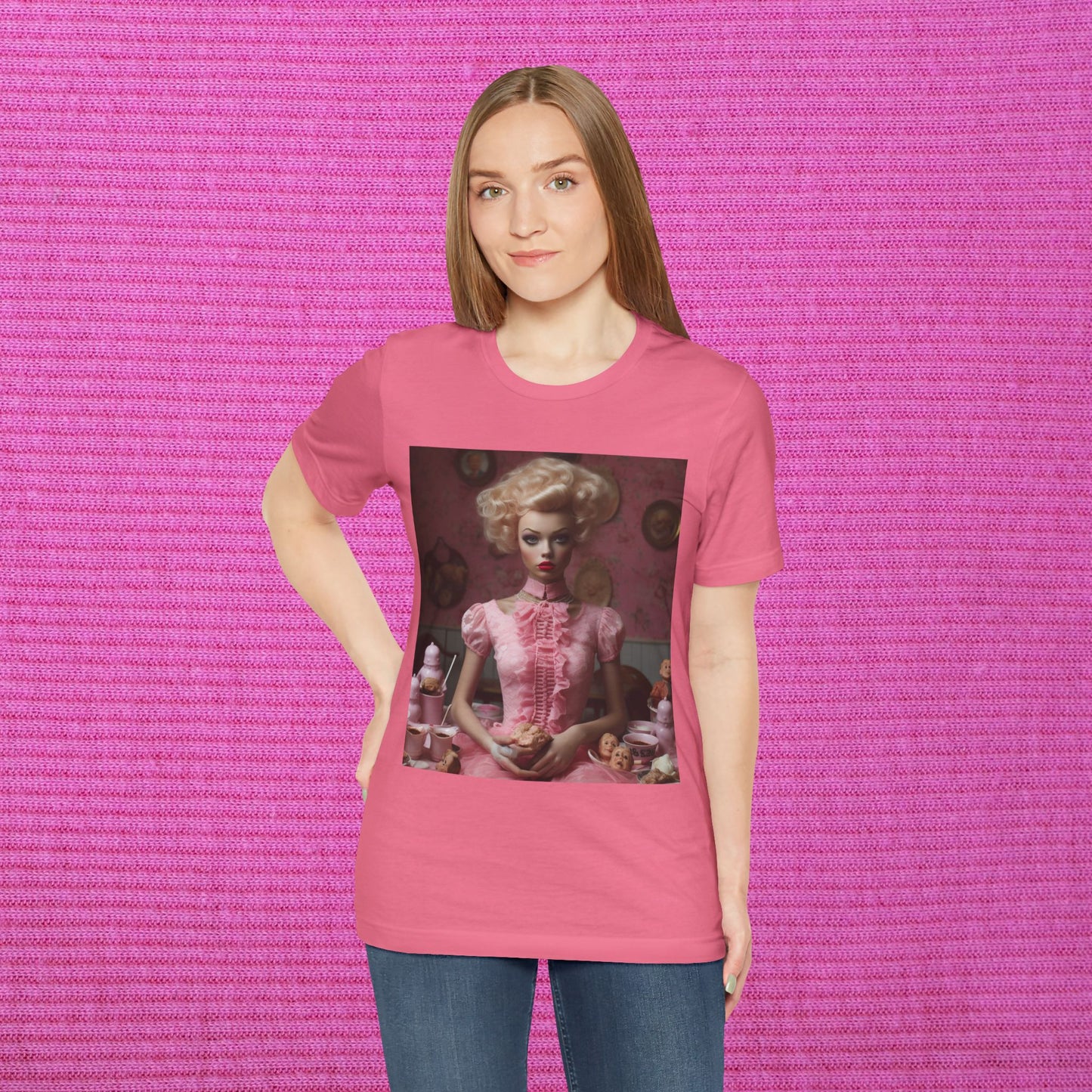 Creepy Barbie Doll Unisex Jersey Short Sleeve Tee