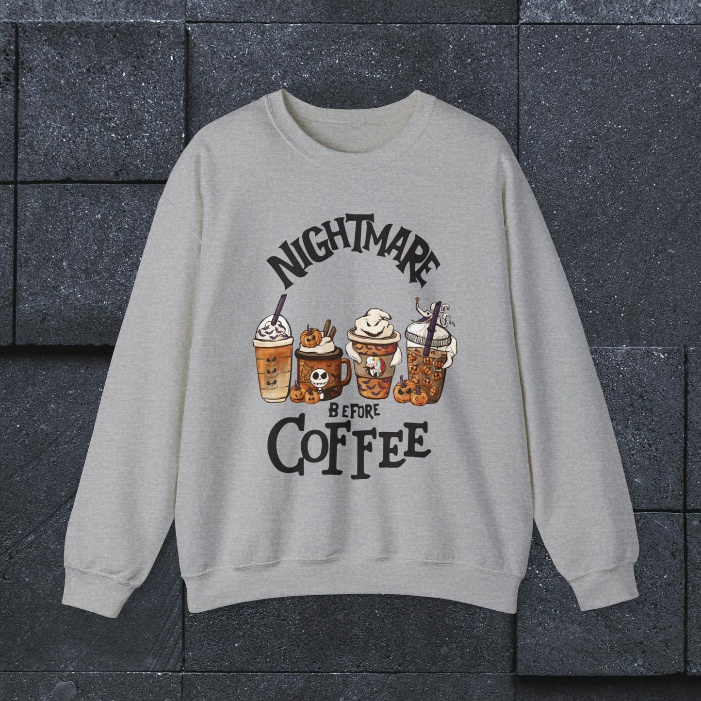Nightmare Before Coffee Halloween Shirt, Halloween Sweatshirt, Unisex Heavy Blend™ Crewneck Sweatshirt