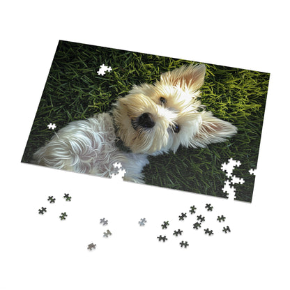 Westie Puppy Rolling in the Grass Jigsaw Puzzle (30, 110, 252, 500,1000-Piece)