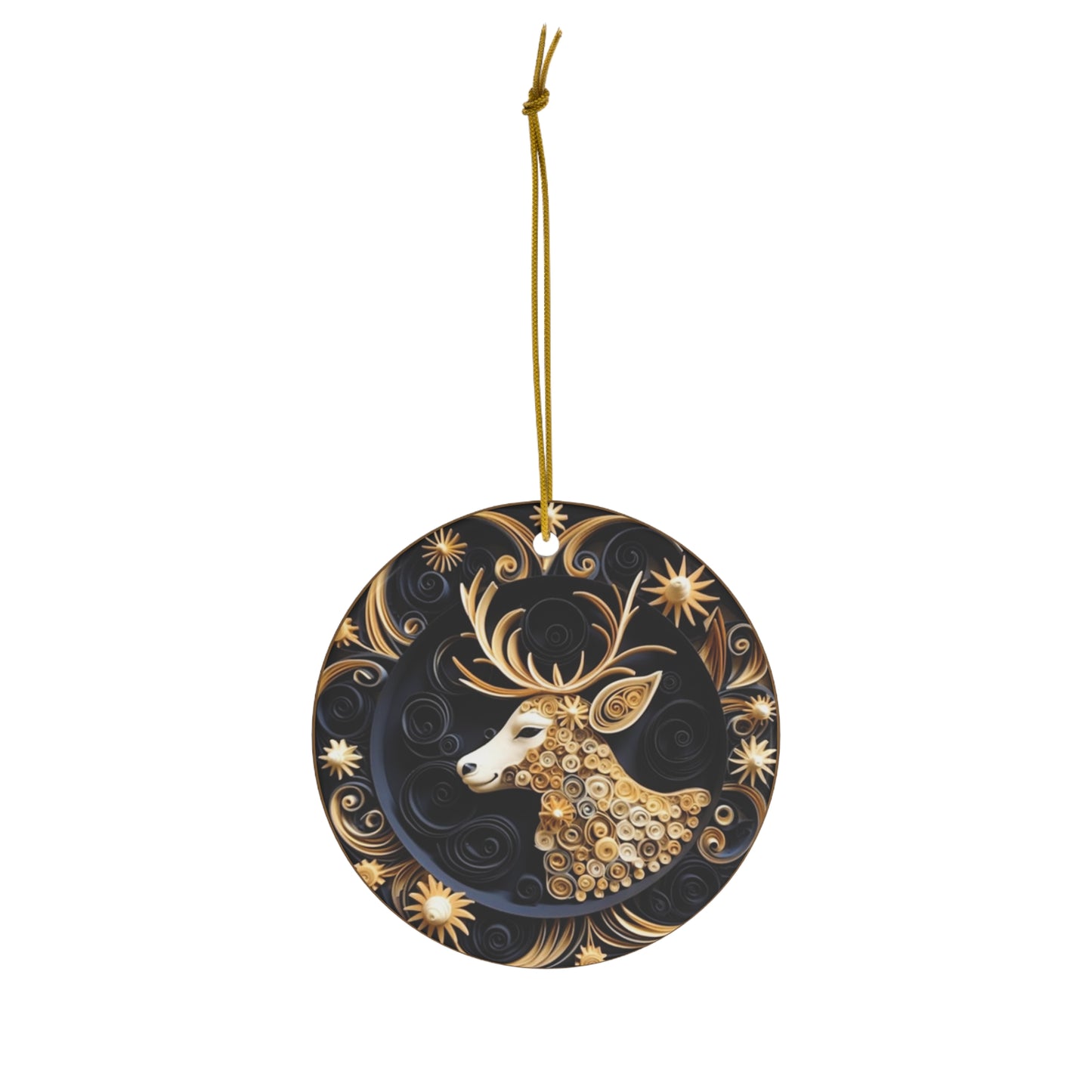 Deer Christmas Ceramic Ornament