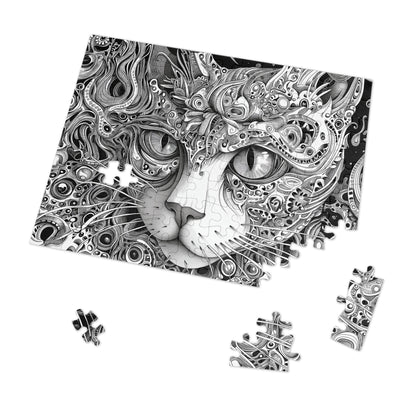 Black and White Cat Sketch Jigsaw Puzzle (30, 110, 252, 500,1000-Piece)