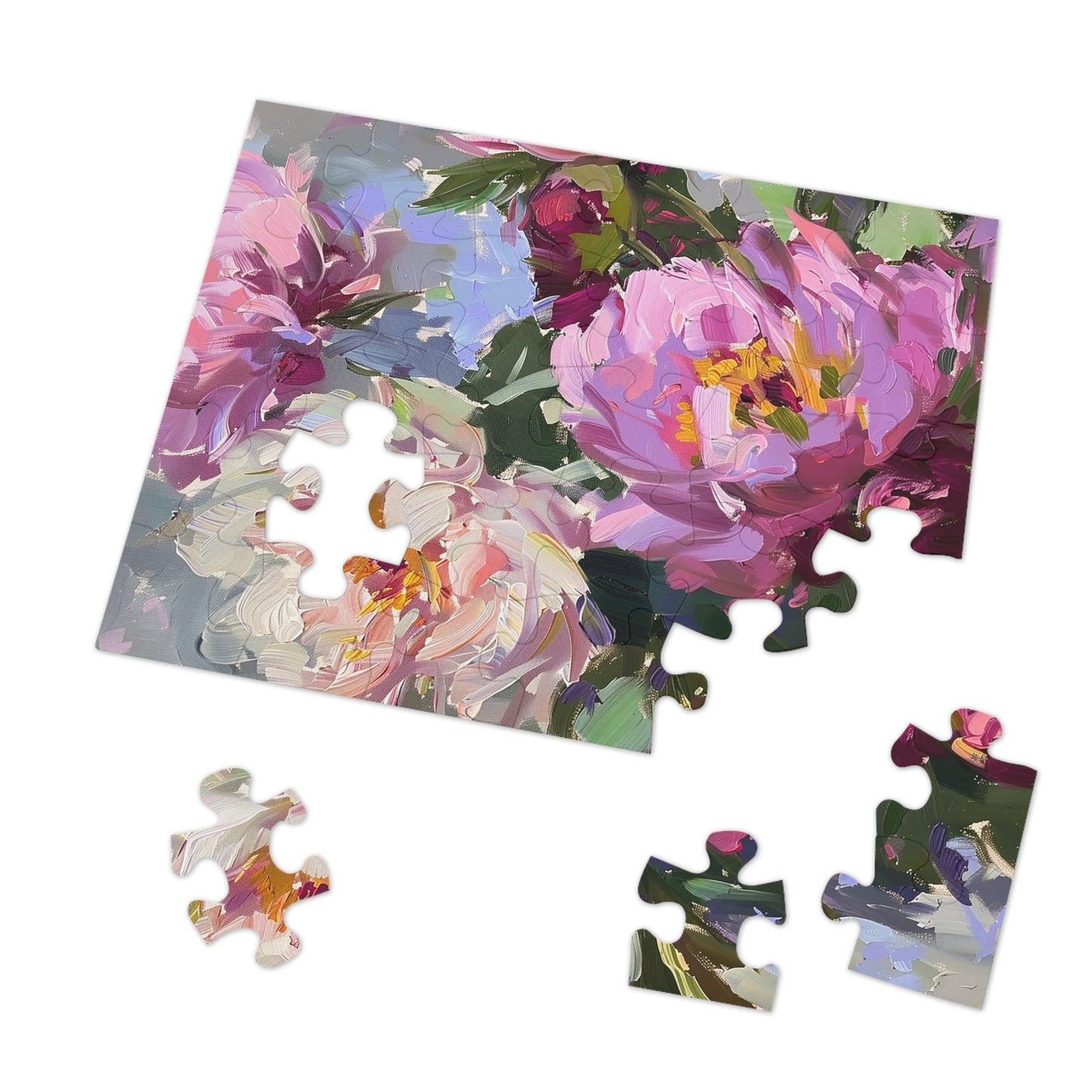 Oil Painting of Pink Flowers  Jigsaw Puzzle (30, 110, 252, 500,1000-Piece)
