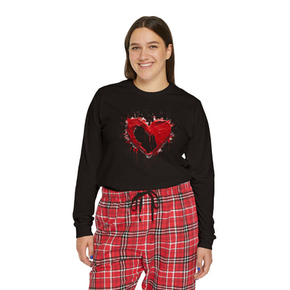 Paint Poured Heart  Women's Long Sleeve Pajama Set