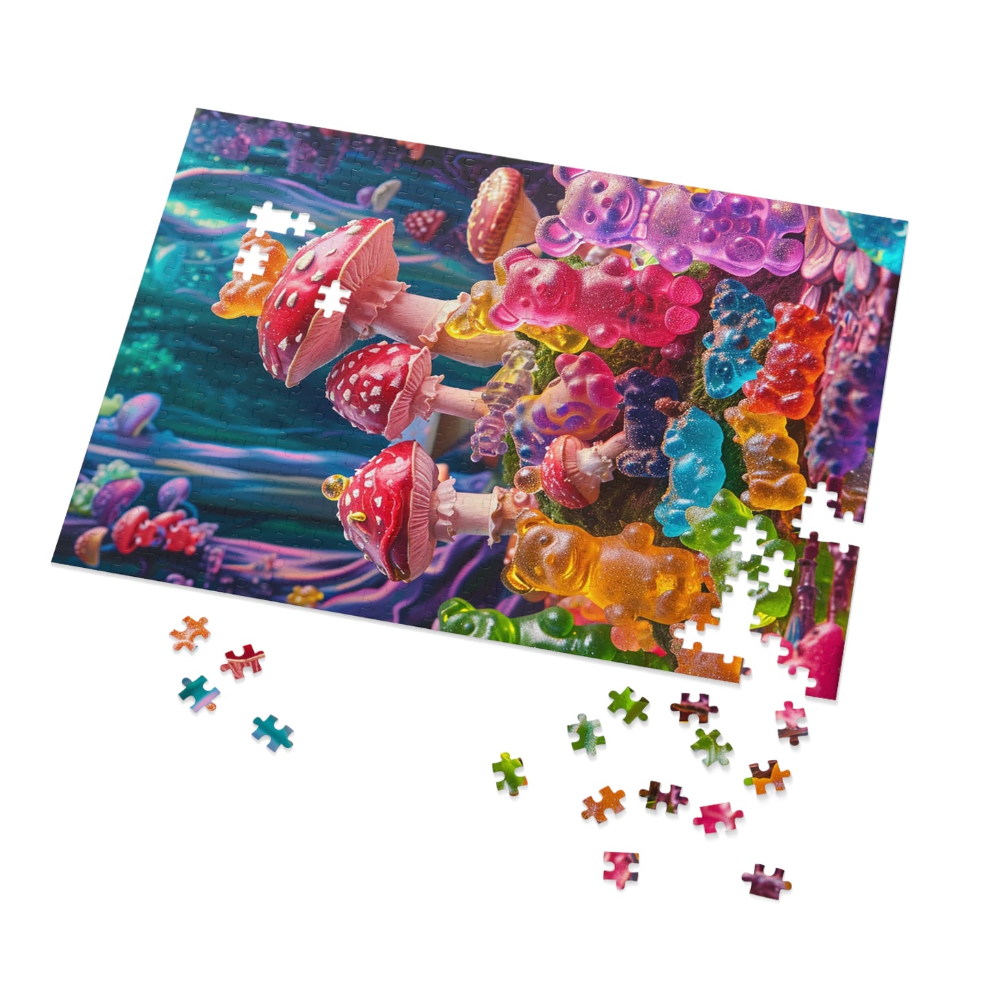 Mystical Gummy Bears and Mushrooms Jigsaw Puzzle (30, 110, 252, 500,1000-Piece)