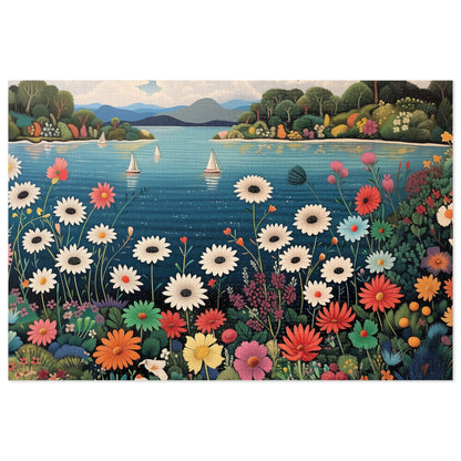 Colorful Flowers and Sailboats Jigsaw Puzzle (30, 110, 252, 500,1000-Piece)