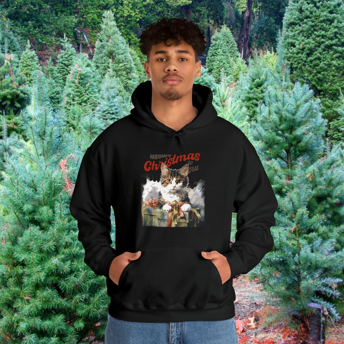 Meowy Christmas: Cute and Cozy Cat Hooded Sweatshirt Hoodie Ideal Gift for Cat Owners