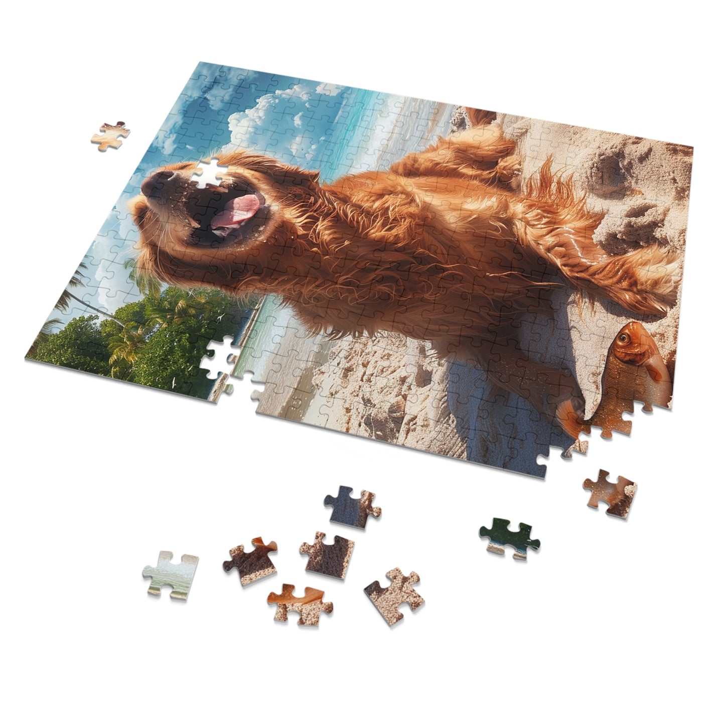 Happy Golden Retriever at the Beach  Jigsaw Puzzle (30, 110, 252, 500,1000-Piece)